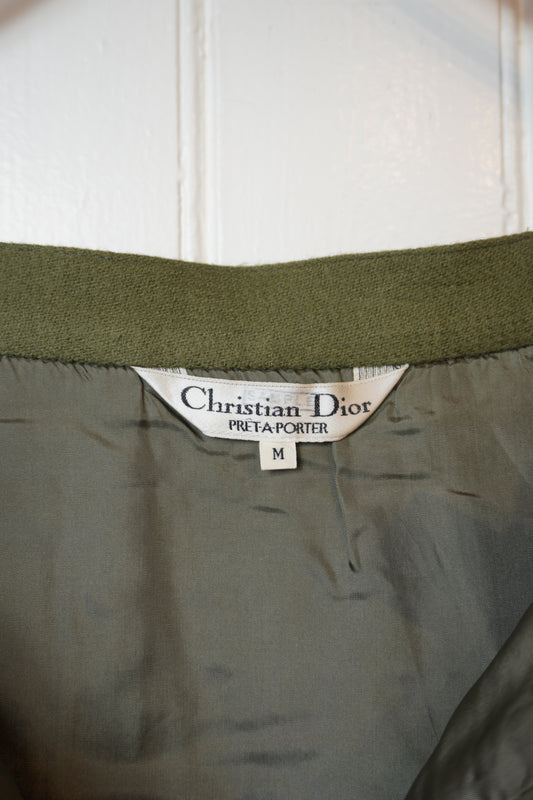 Olivgrön ullkjol med fickor – Christian Dior