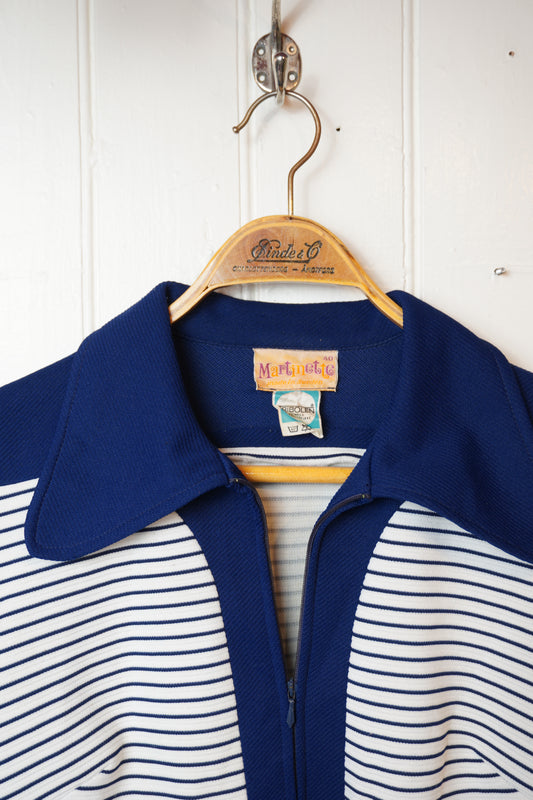 Blå vintageklänning med ränder – Martinette