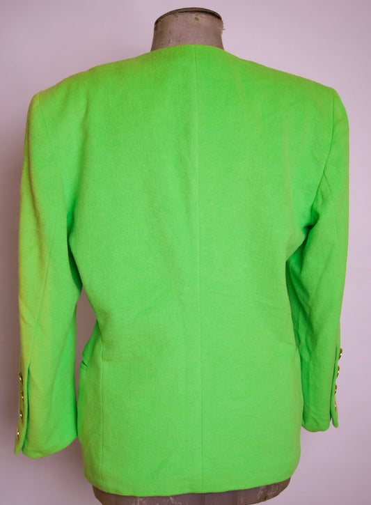 Escada by Margaretha Ley – Kavaj i neon-grönt ullmix