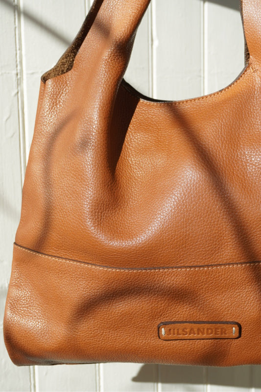 Jil Sander hoboväska i cognacsfärgat läder