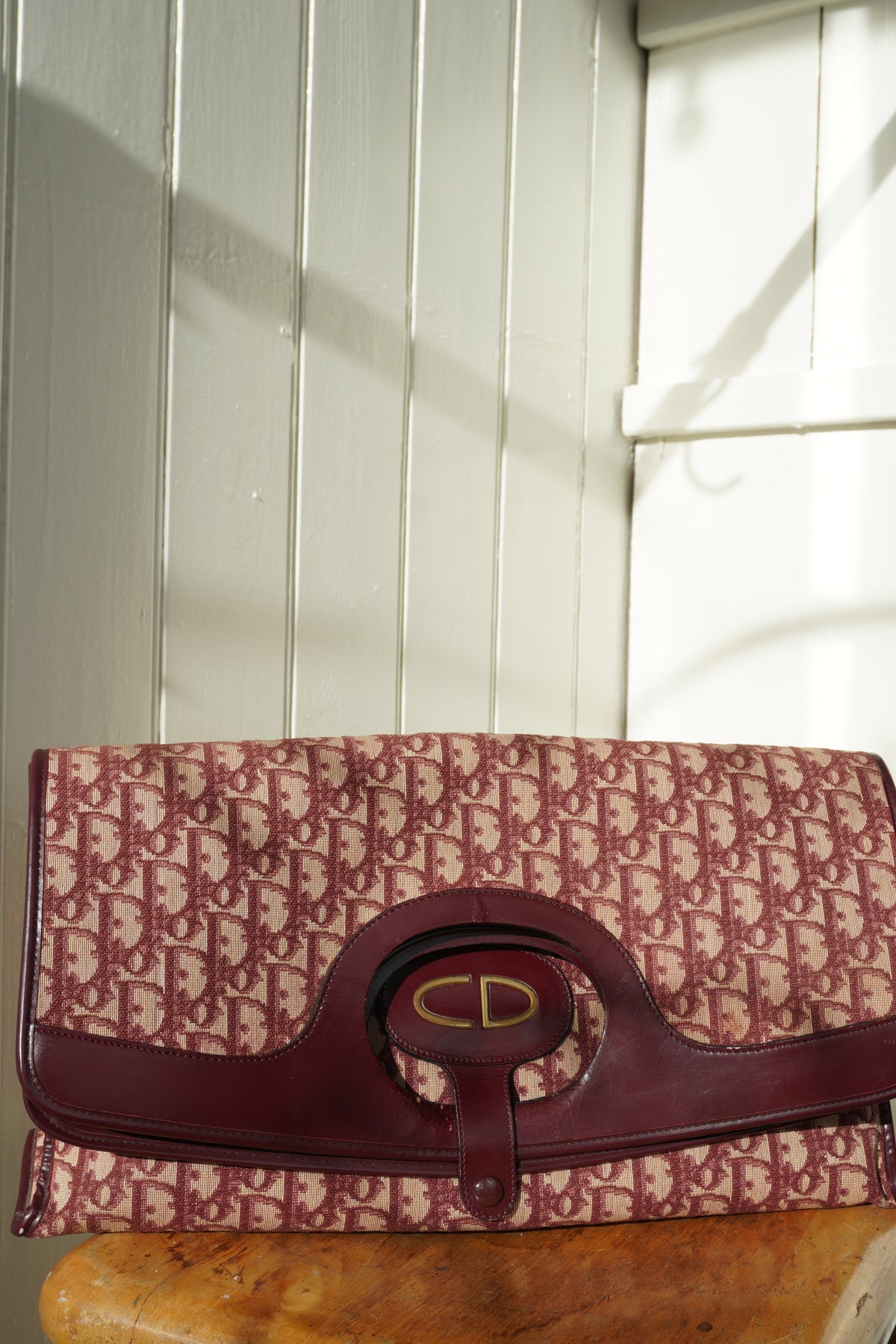 Christian Dior Oblique Foldable Clutch – vinröd