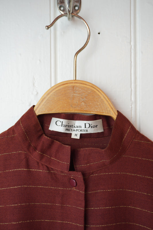 Roströd blus med guldränder – Christian Dior