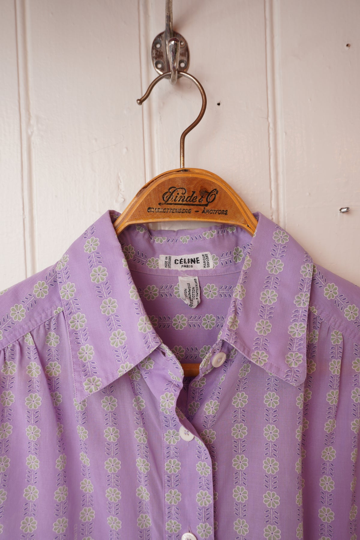 Syrenlila blommig vintageblus – Céline