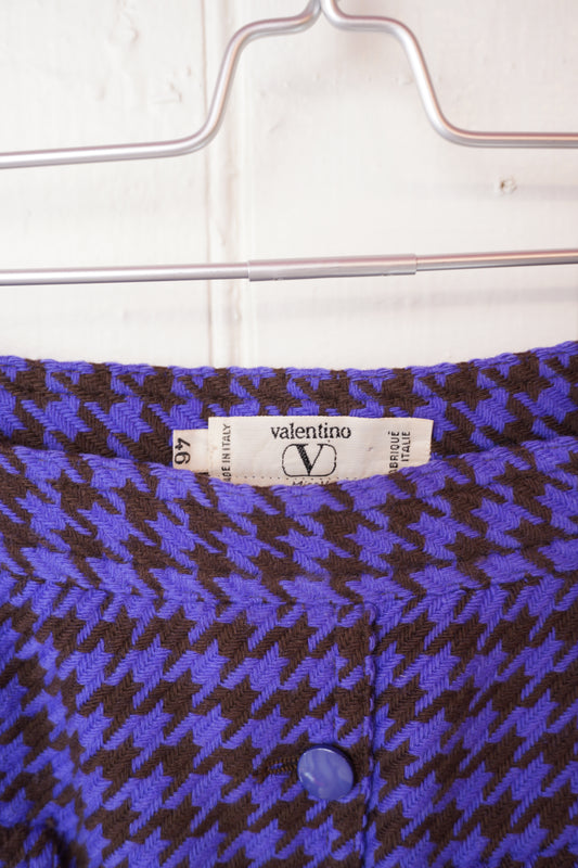 Violett hundtandsmönstrad ullkjol – Valentino Miss V