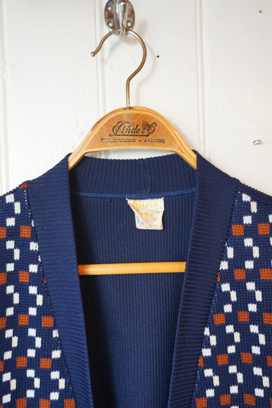 Mönstrad stickad vintageväst – 1970-tal