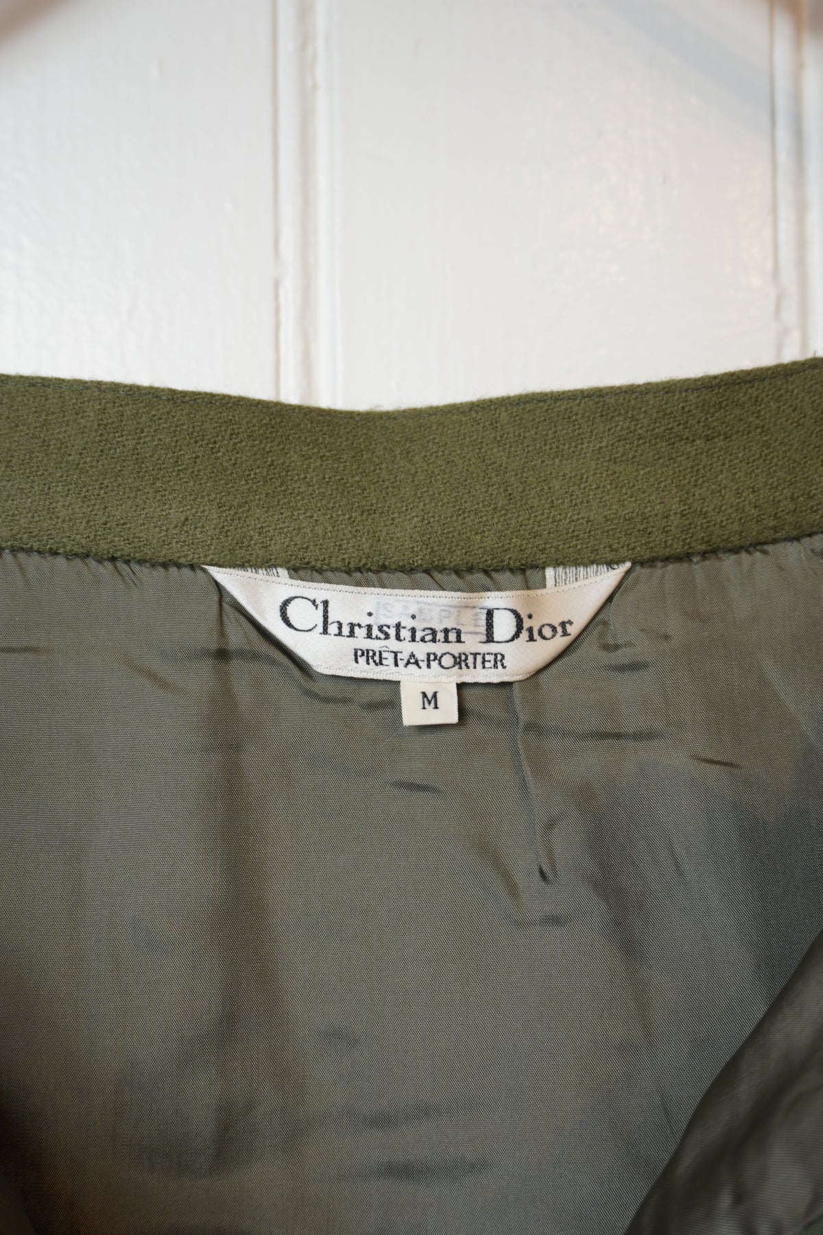 Olivgrön ullkjol med fickor – Christian Dior