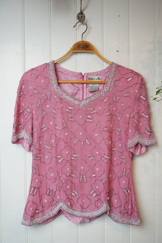 Rosa pärlbroderad blus – Simon Ellis