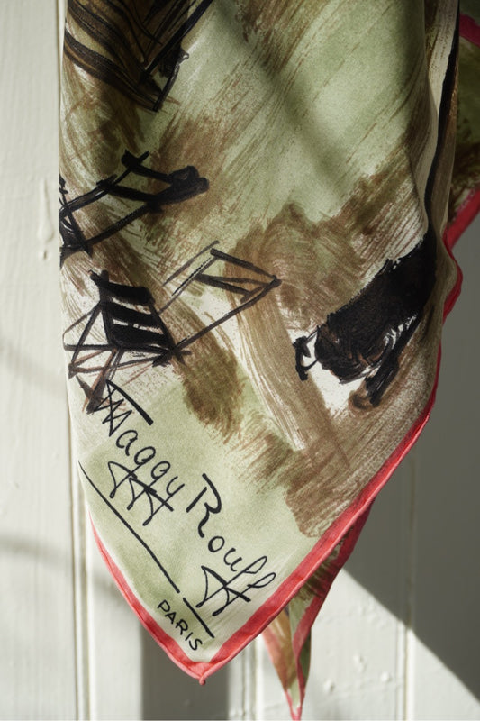 Maggy Rouff scarf med konstnärligt mönster