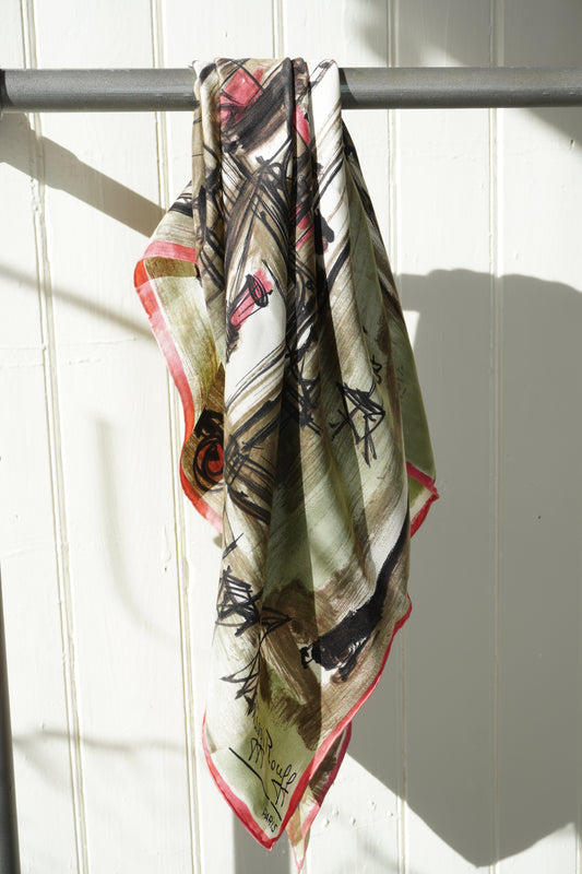 Maggy Rouff scarf med konstnärligt mönster