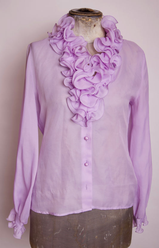 Ljuslila volangblus – vintage 80-tal