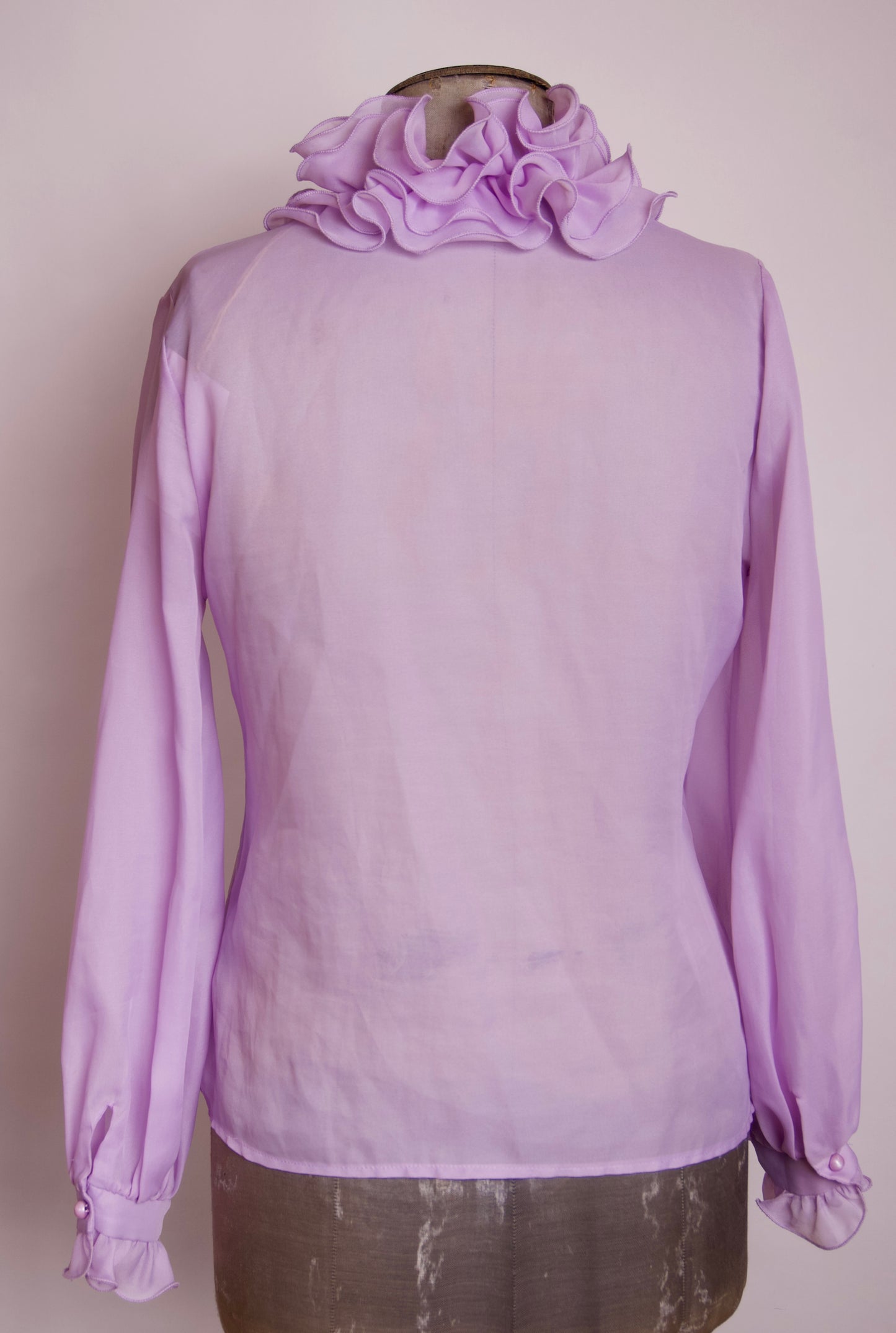 Ljuslila volangblus – vintage 80-tal