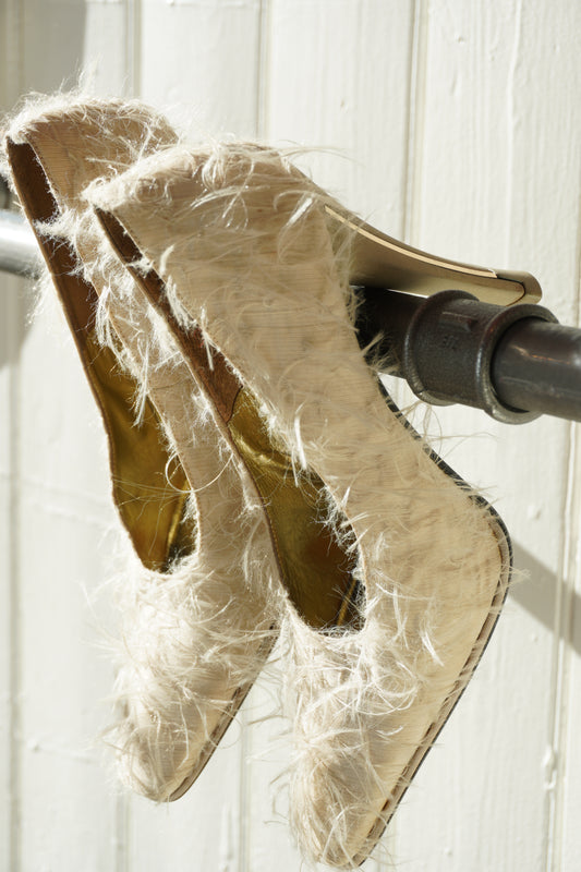 Loriblu klackskor i cremevit textil
