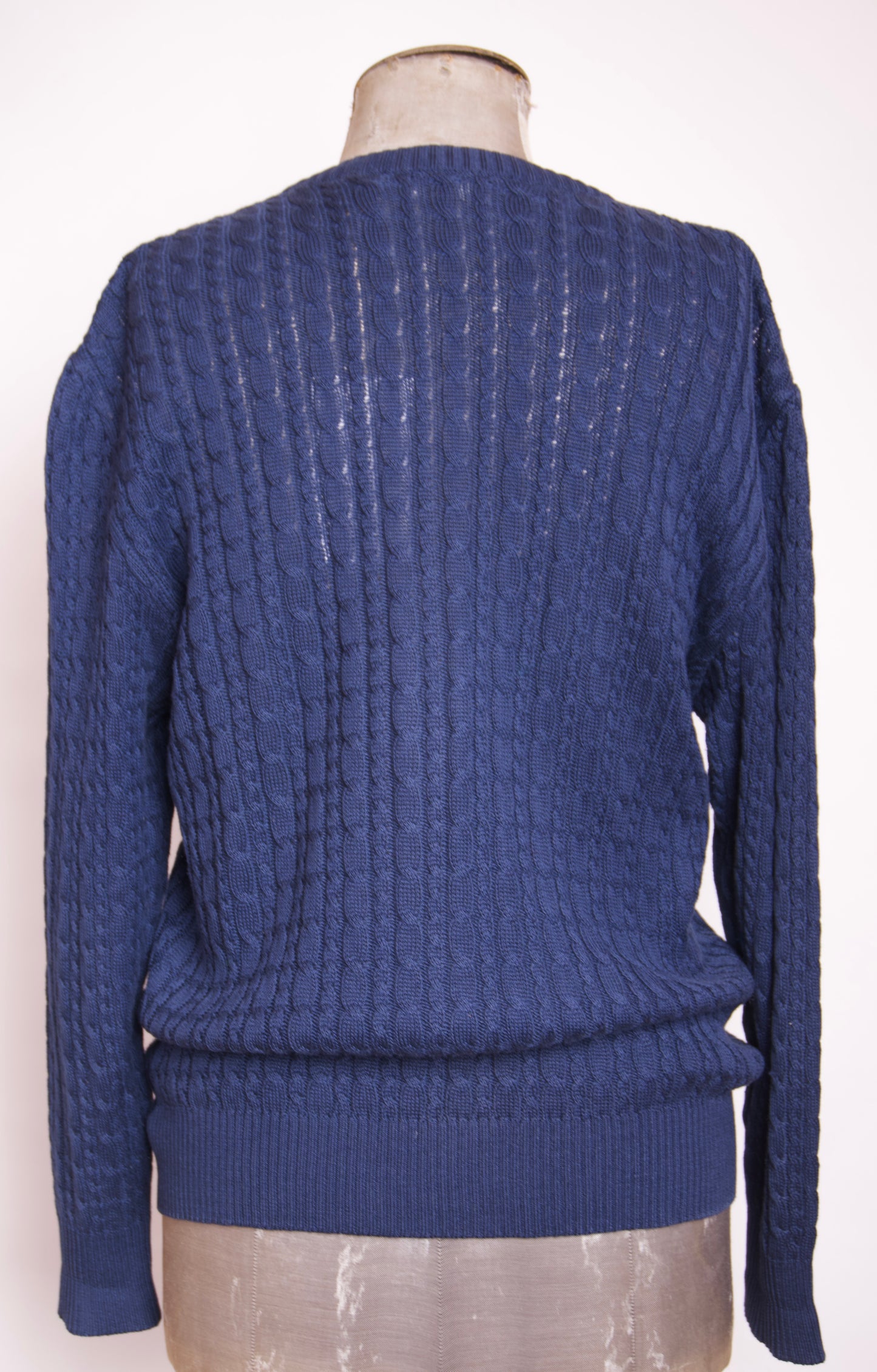 Céline marinblå kabelstickad cardigan