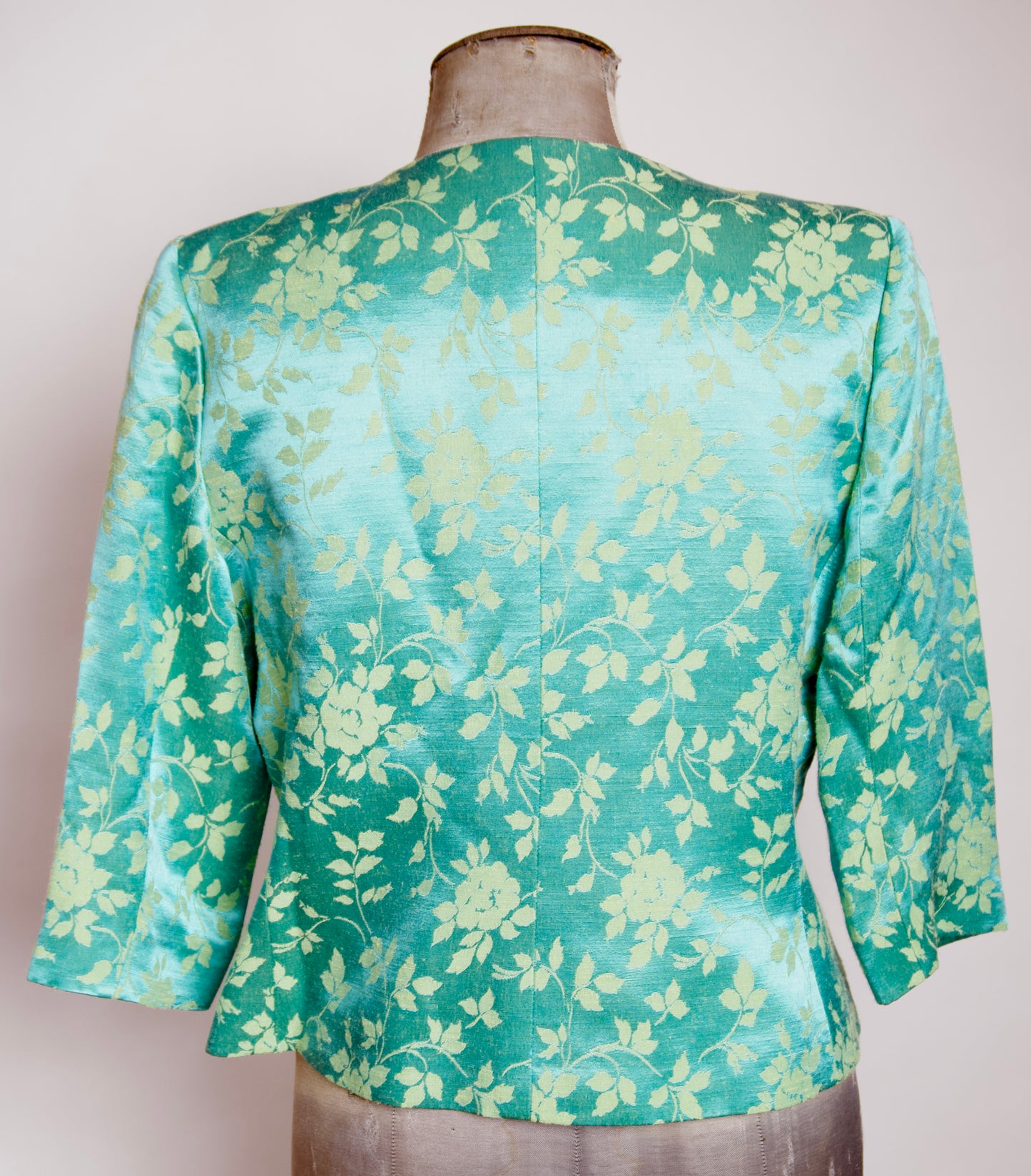 YSL Variation kavaj – turkos jacquard & elegant silhuett