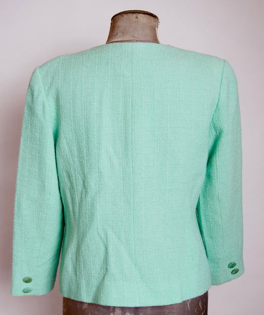 YSL Variation kavaj – mintgrön bouclé i ull & klassisk elegans
