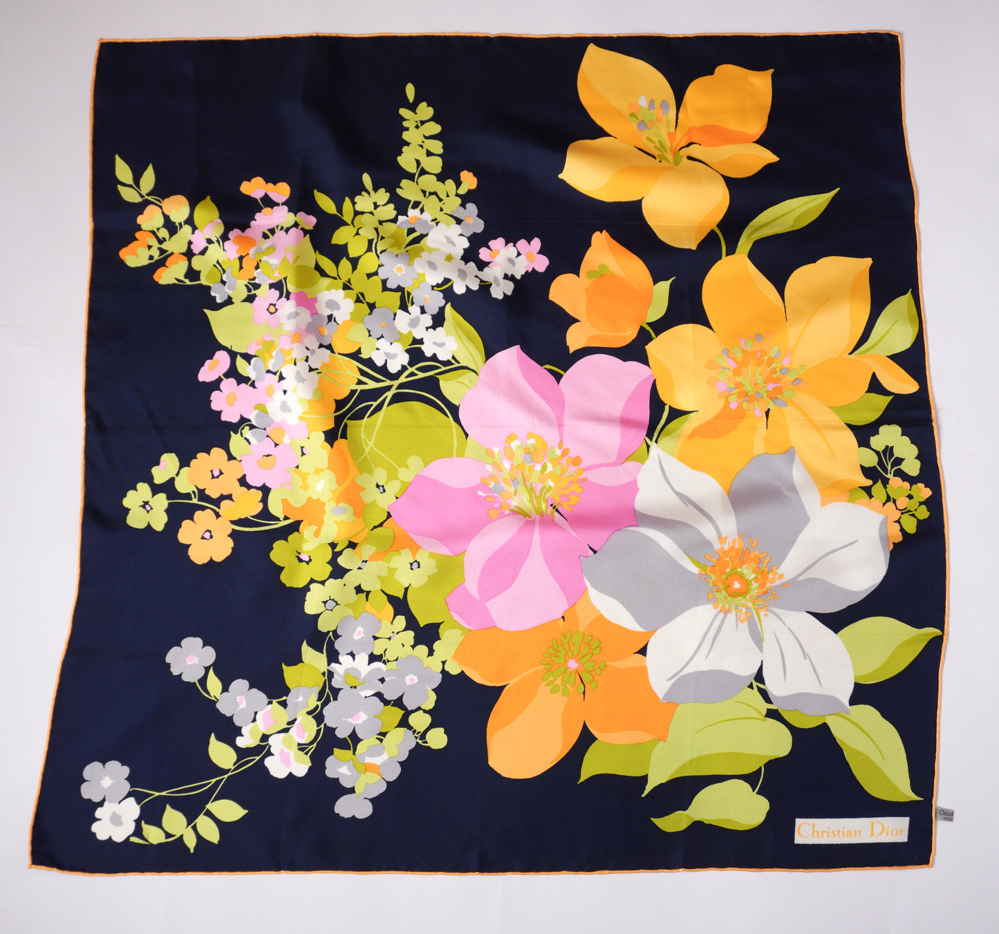 Vintage Christian Dior blommönstrad  sidenscarf