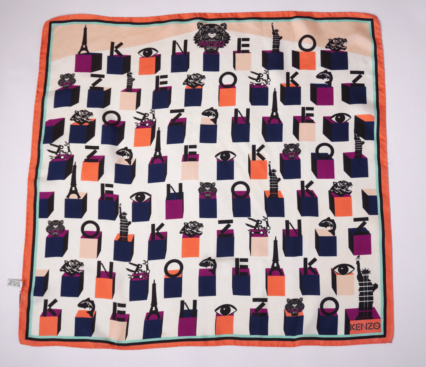Vintage Kenzo sidenscarf med ikoniskt logomönster