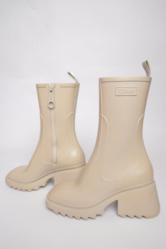 Chloé Betty Rain Boots – beige gummistövlar med chunky sula
