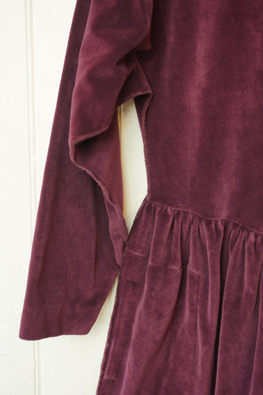 Vinröd velourklänning med fickor – Sonia Rykiel